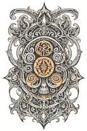 sadomasochism symbol incorperating mental health and macabre pain elements tattoo design idea