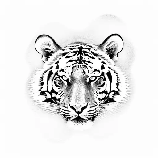 tiger walking defiantly out of flames  tattoo design idea
