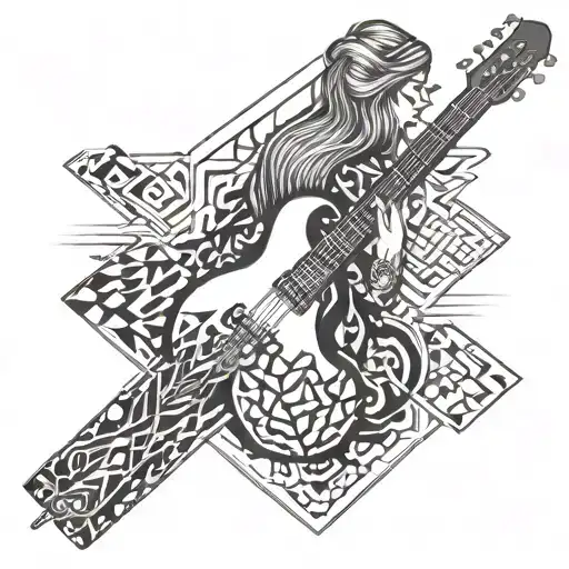 Guitar and dress with the caption "it's a town full of losers I'm pulling out of here to win"  tattoo design idea
