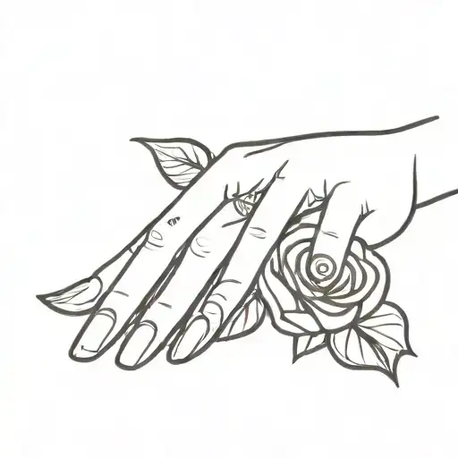 Woman's hand with rose stencil tattoo design idea