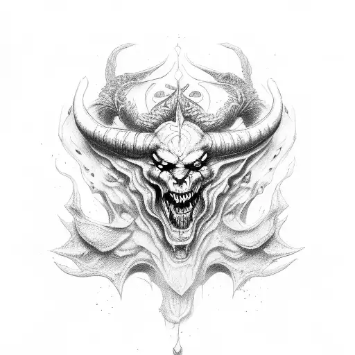 Demon Who cry  tattoo design idea