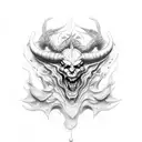 Demon Who cry  tattoo design idea