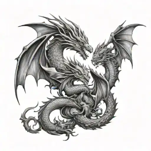 matching sibling tattoo for 2 girls and 1 boy dragons with meaning tattoo design idea