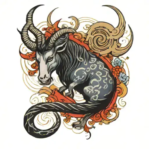capricorn astrology sign tattoo design idea