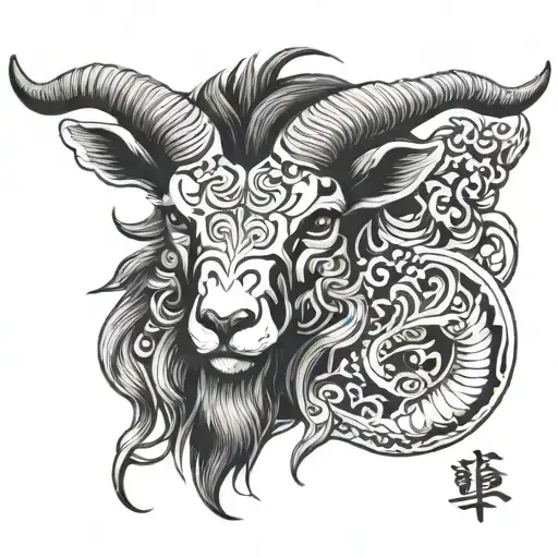 capricorn goat tattoo design idea