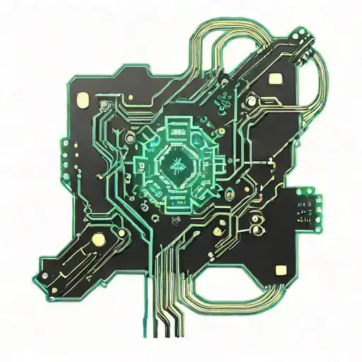 circuit board with several high speed ports implanted in the skin  tattoo design idea