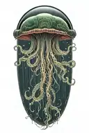 cthulu inspired jellyfish gracefully swimming underwater tattoo design idea