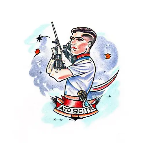 archer shotting for the stars and moon tattoo design idea