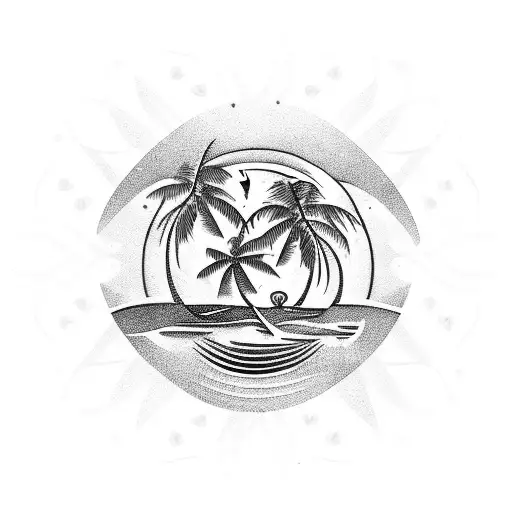 guam seal, coconut trees, lattestone  tattoo design idea