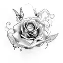Rose, anchor, butterfly  tattoo design idea