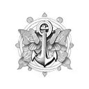  anchor, butterfly tattoo design idea