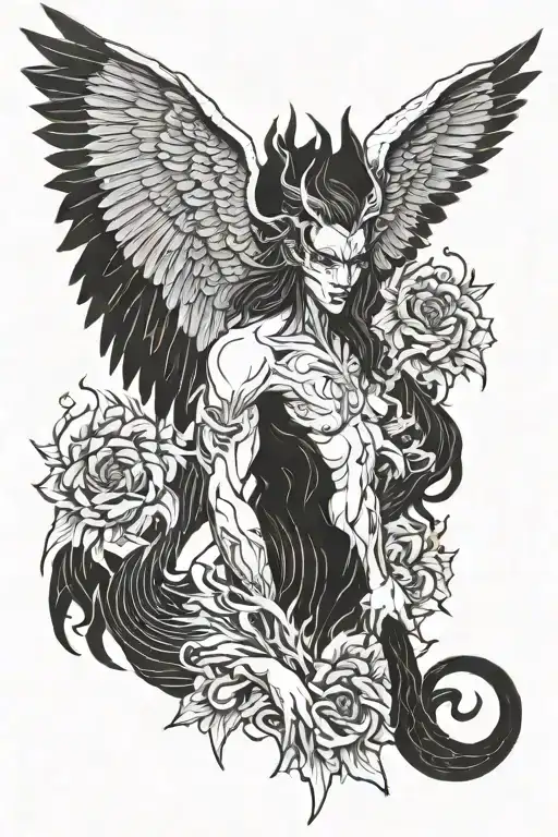 half angel half demon tattoo design idea