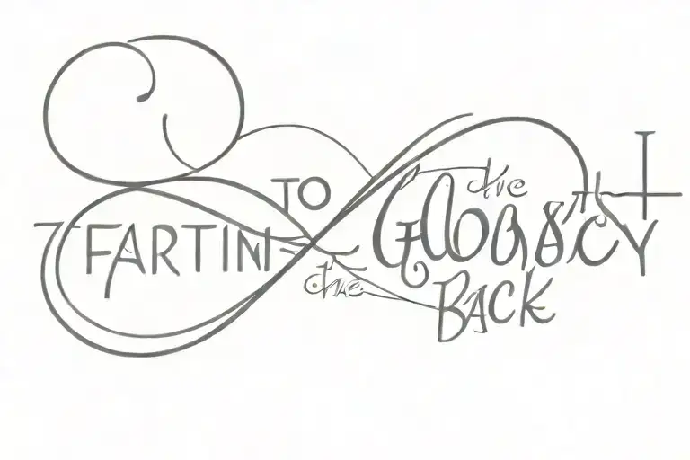 infinity sign made of words around saying "to the farthest galaxy and back" tattoo design idea