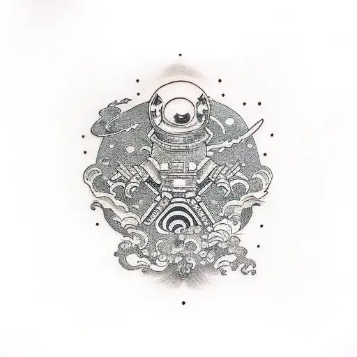 space monster tattoo design idea