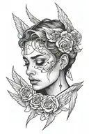 angle crying woman tattoo design idea