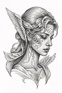 angle crying woman tattoo design idea