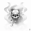 jester skull smile now cry later tattoo design idea