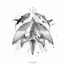 Shark , sting rays , tattoo design idea