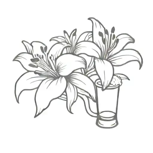 beer and lily flower  tattoo design idea