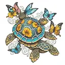 turtles butterflies ornate designs inspired tattoo design idea