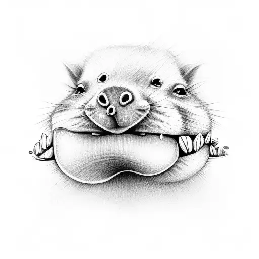 outlaw capivara  coins mouth tattoo design idea