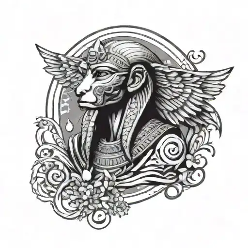 God thoth, sphinx, spirituality, awakening of consciousness tattoo design idea