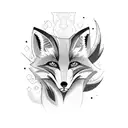 A fierce and majestic fox with a mischievous expression wearing a Cruzeiro Esporte Clube jersey tattoo design idea