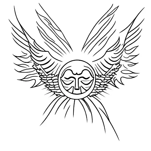 icarus wings with a sun  tattoo design idea