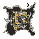 lower arm tattoo travis scott, drone, camera, moon mix tattoo design idea