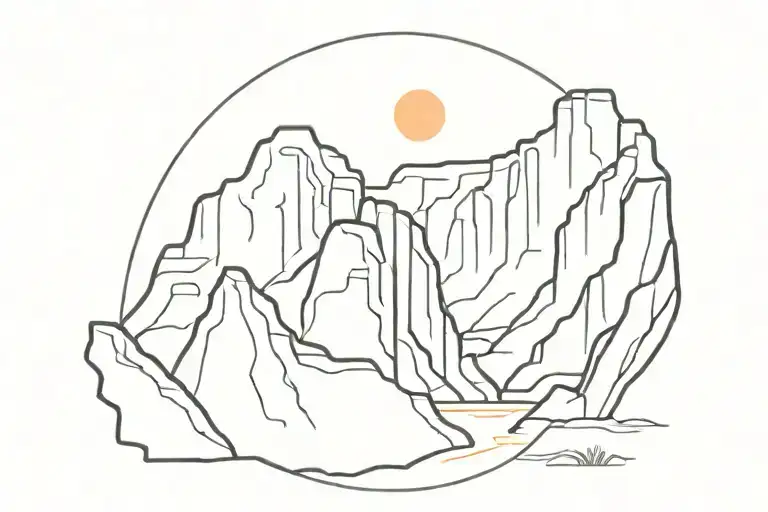 santa elena canyon sunset, big bend national park tattoo design idea