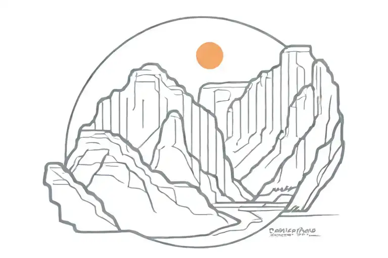 santa elena canyon sunset, big bend national park tattoo design idea