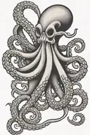 Traditional style Black and grey On the forearm Octopus holding an anchor and a harpoon tattoo design idea