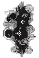 cyberpunk style computer circuits tattoo design idea