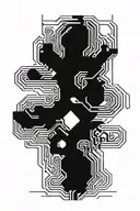 cyberpunk style computer circuits tattoo design idea