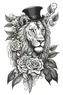 Lion animal and bird nightingale tattoo design idea