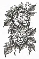 Lion animal and bird nightingale tattoo design idea