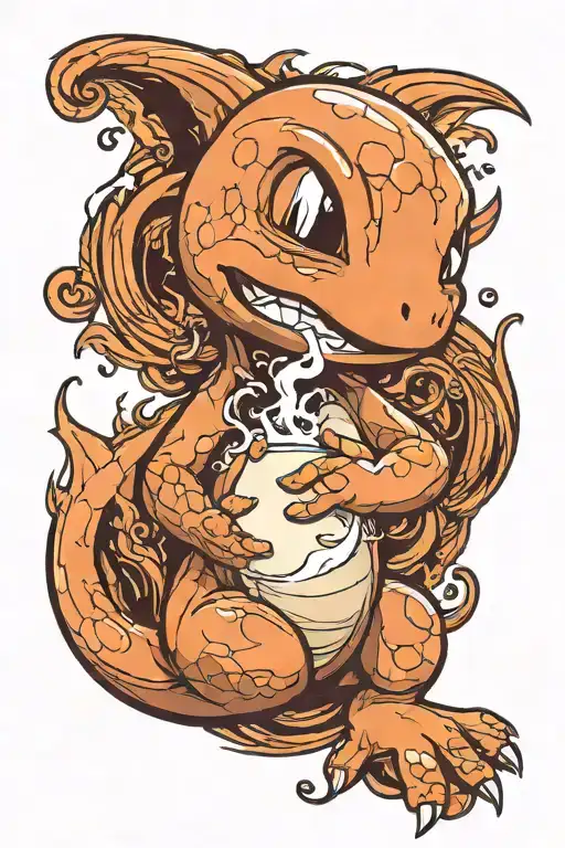 charmander smoking cigarette tattoo design idea
