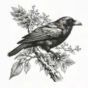 crow in tree tattoo design idea