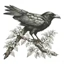 crow in tree tattoo design idea