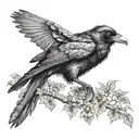 crow in tree tattoo design idea