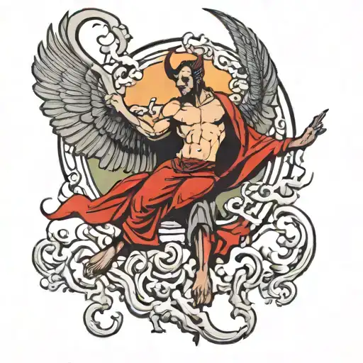lucifer falling tattoo design idea