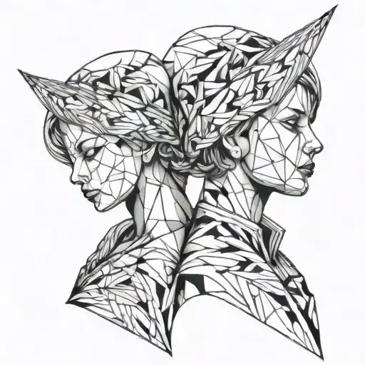 angel whispering in ear tattoo design idea