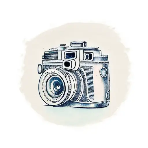 A film camera and an owl in a hip-hop pose tattoo design idea