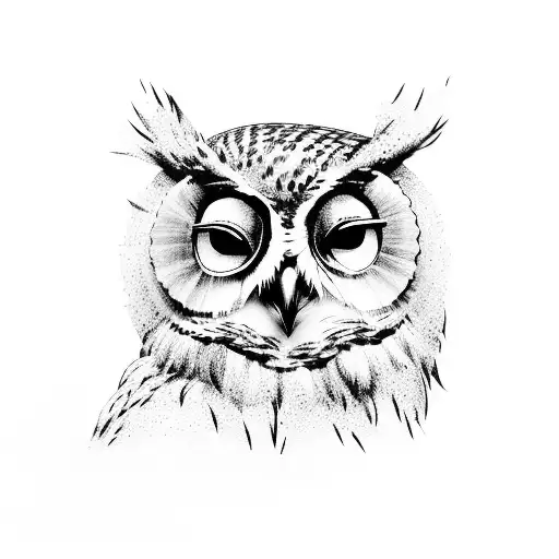 A film camera and an owl in a hip-hop pose tattoo design idea
