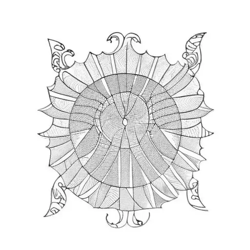 Camino de santiago scallop shell in a geometric style pattern tattoo design idea