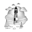 lighthouse with some clouds tattoo design idea