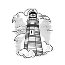  lighthouse with some clouds tattoo design idea