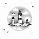 lighthouse with some clouds tattoo design idea