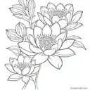 Daisy, water lily and peony flowers wrapped tattoo design idea