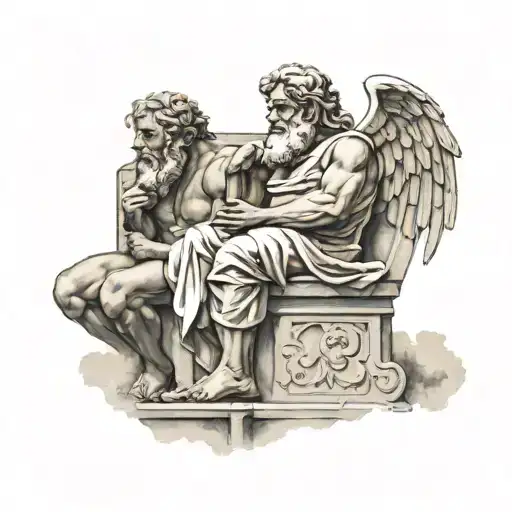 Greek Gods, olympus sitting with Zeus tattoo design idea